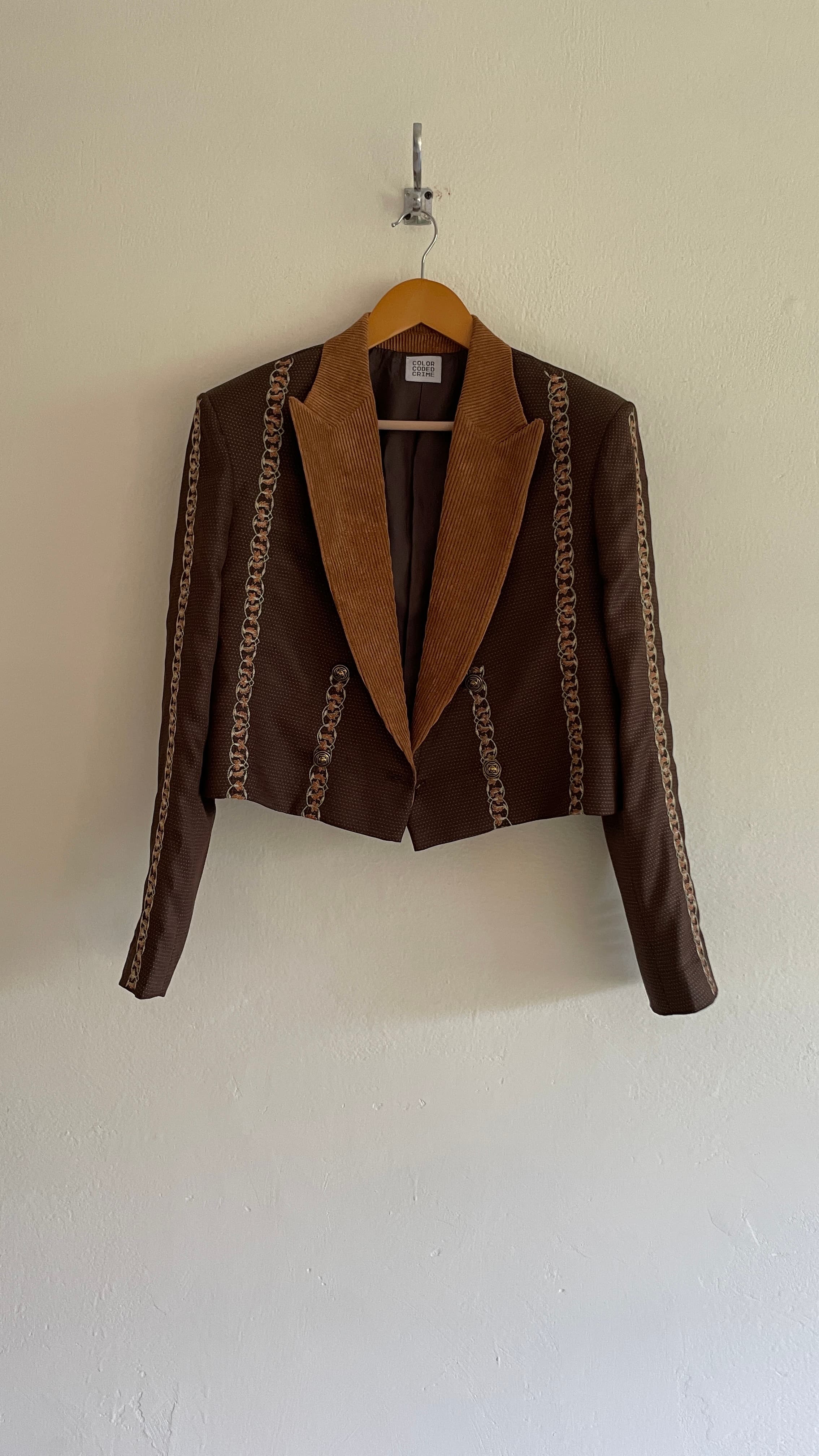 Brown Chain Embroidery Blazer