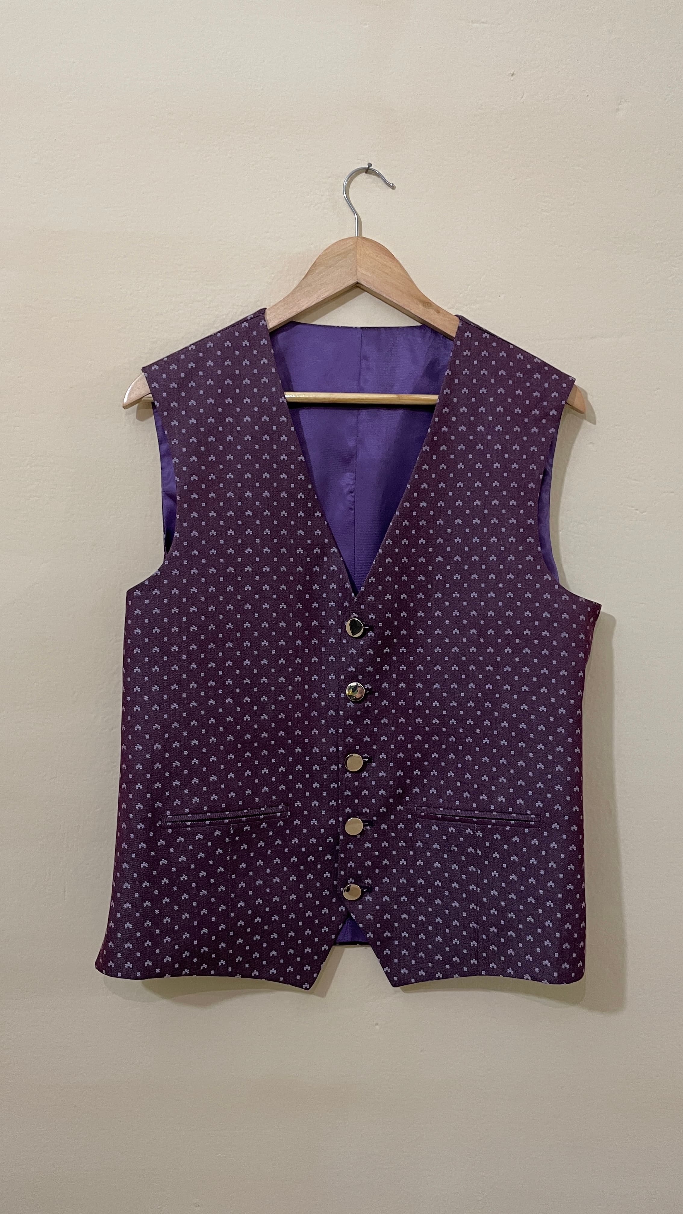 Purple Printed Waistcoat