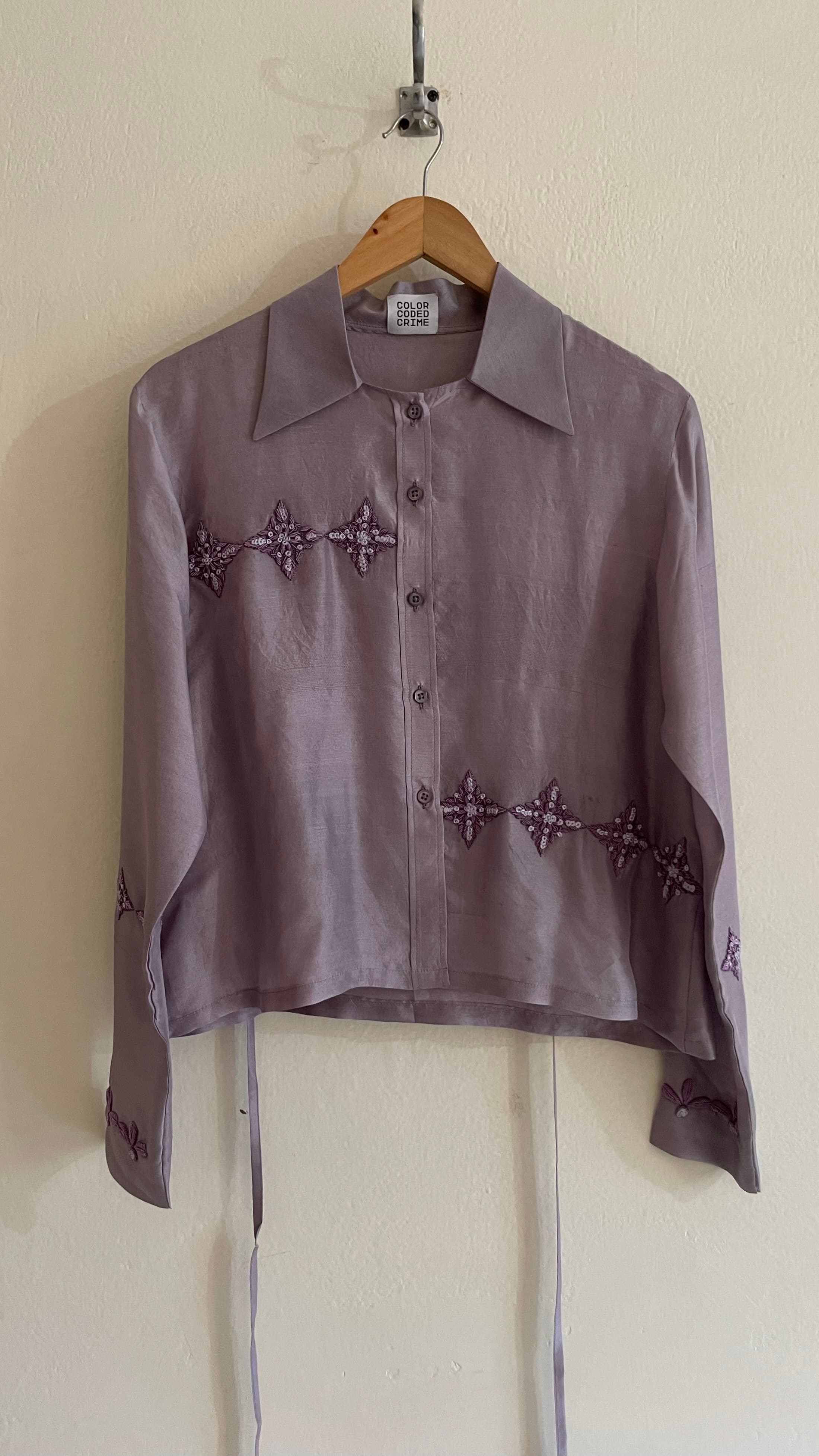 Mauve Silk Embroidered Shirt