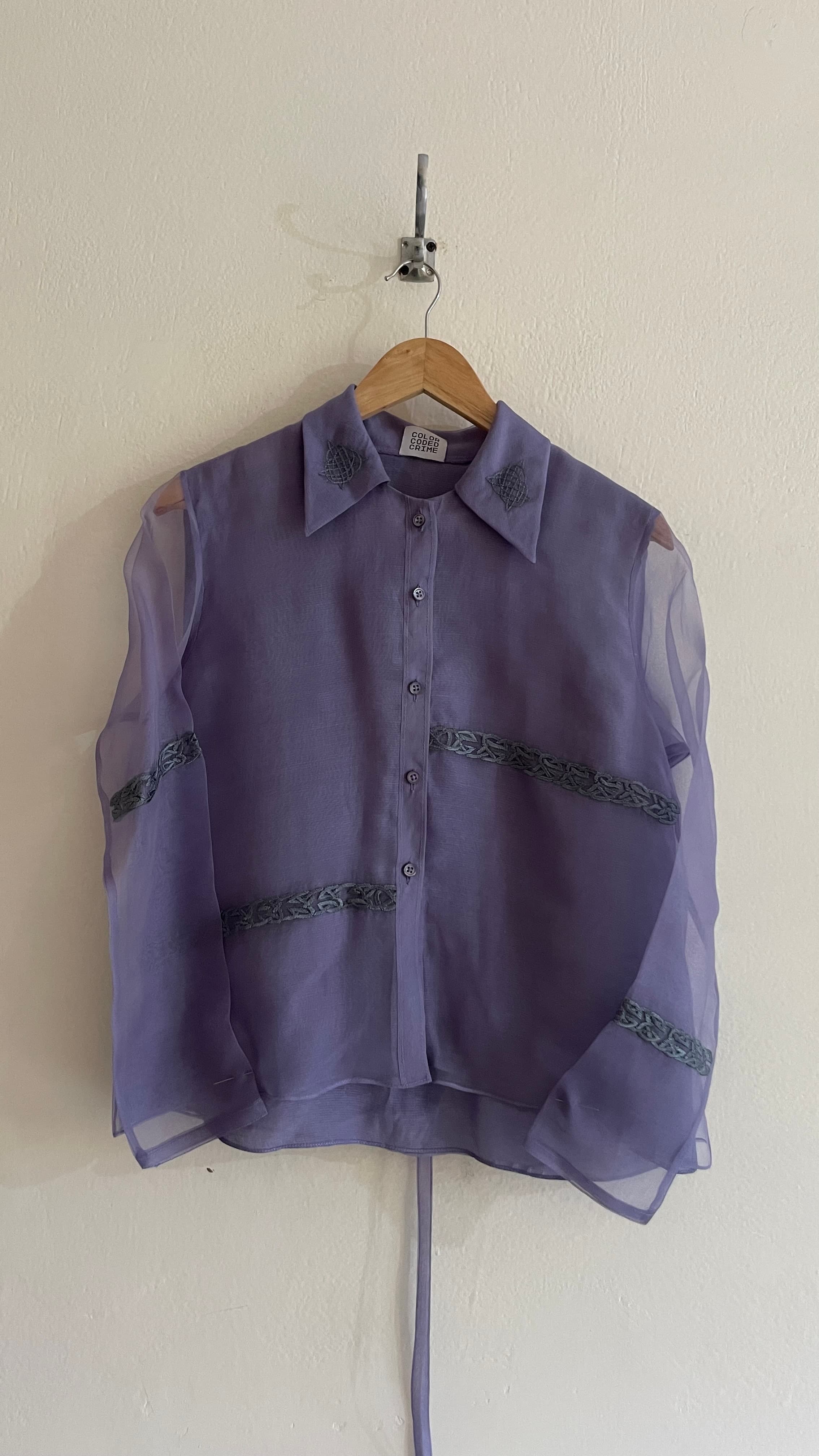 Lavender Organza Embroidered Shirt