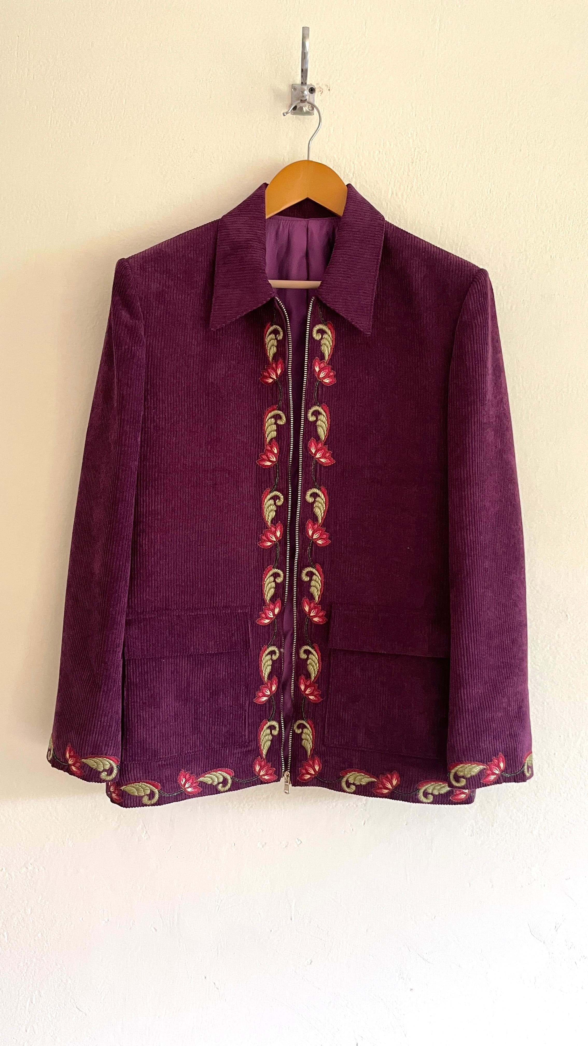 Purple Velvet Embroidered Jacket