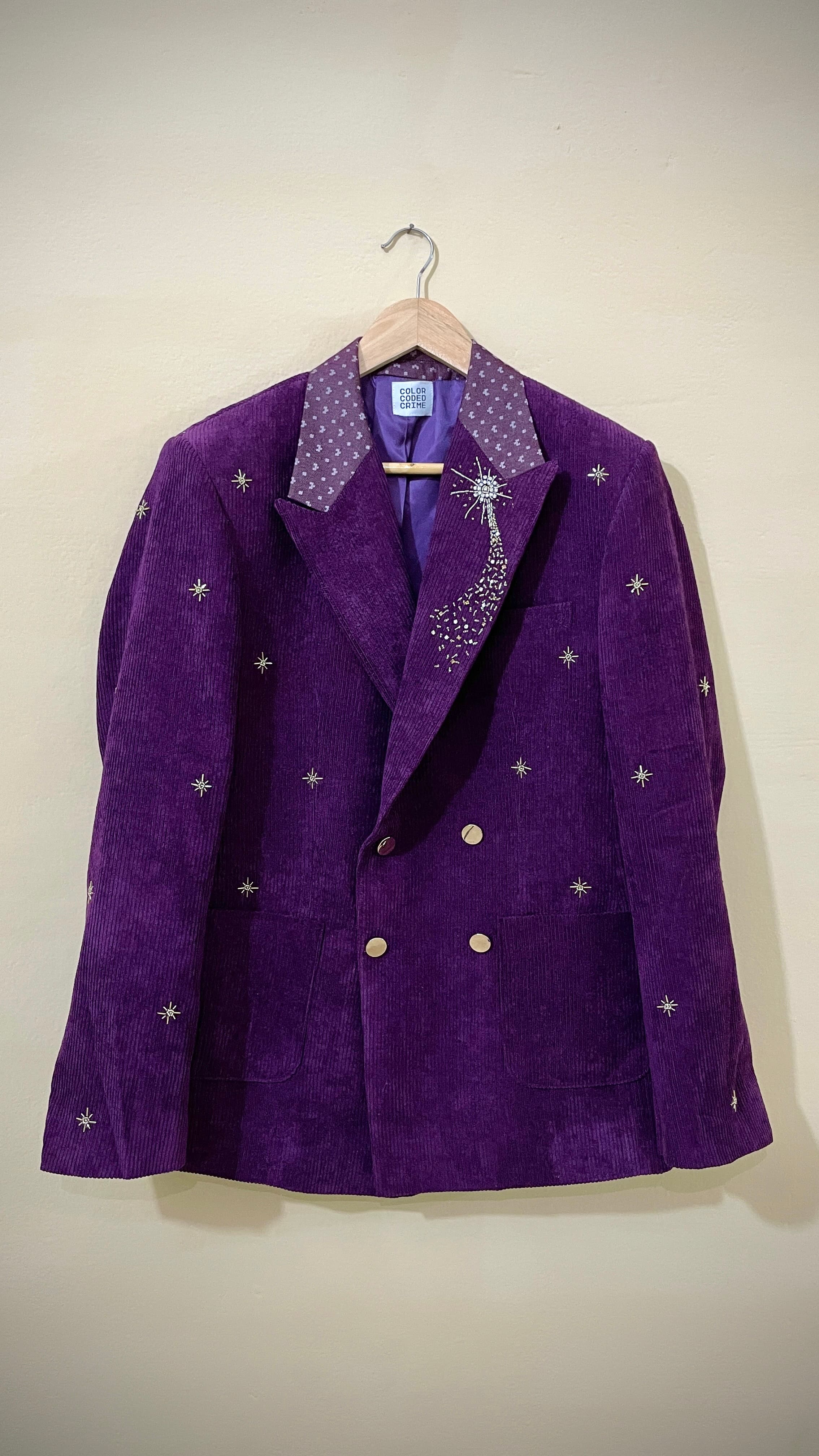 Purple Celestial Double-Breasted Blazer
