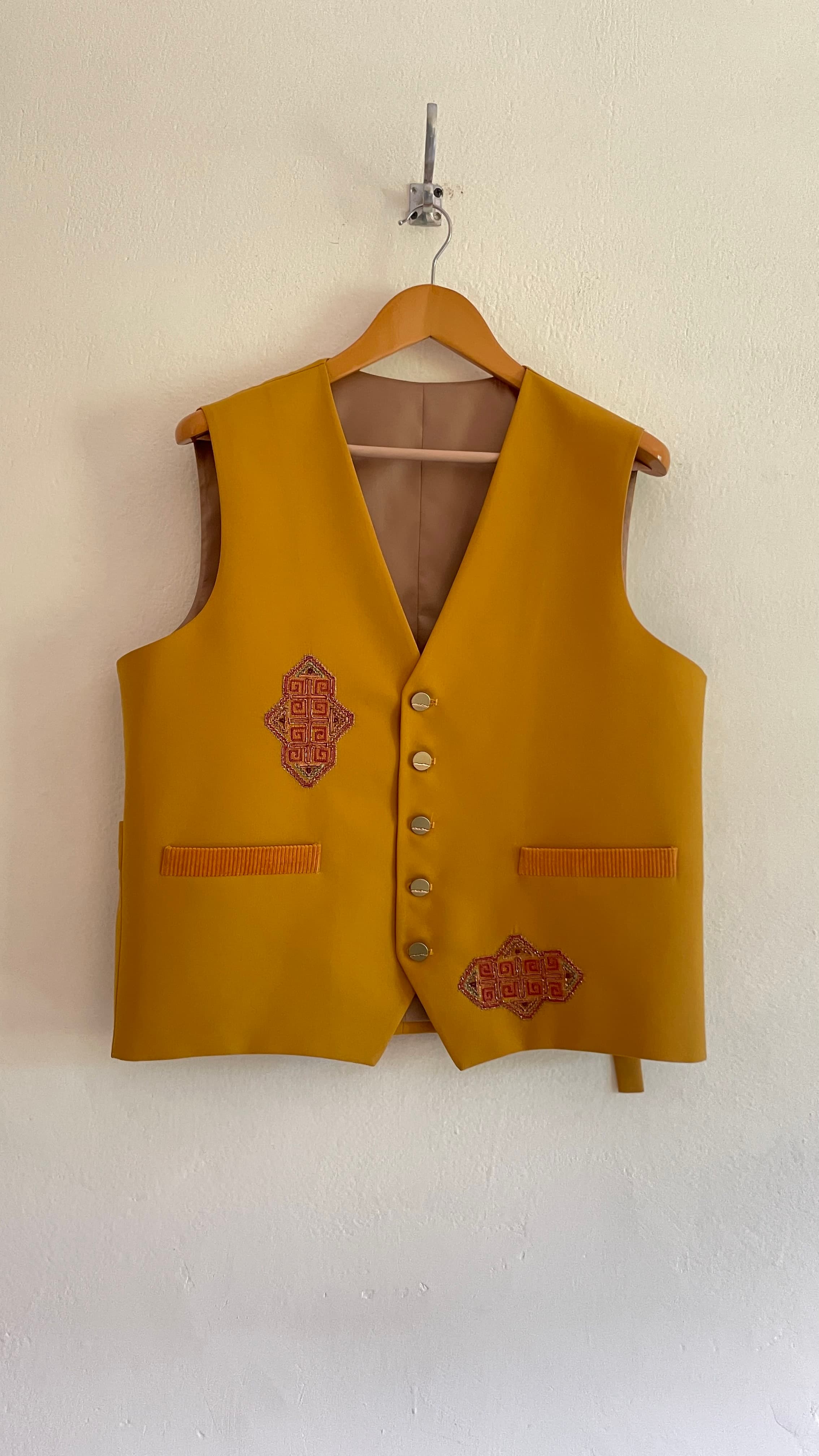 Mustard Geometric Embroidered Vest