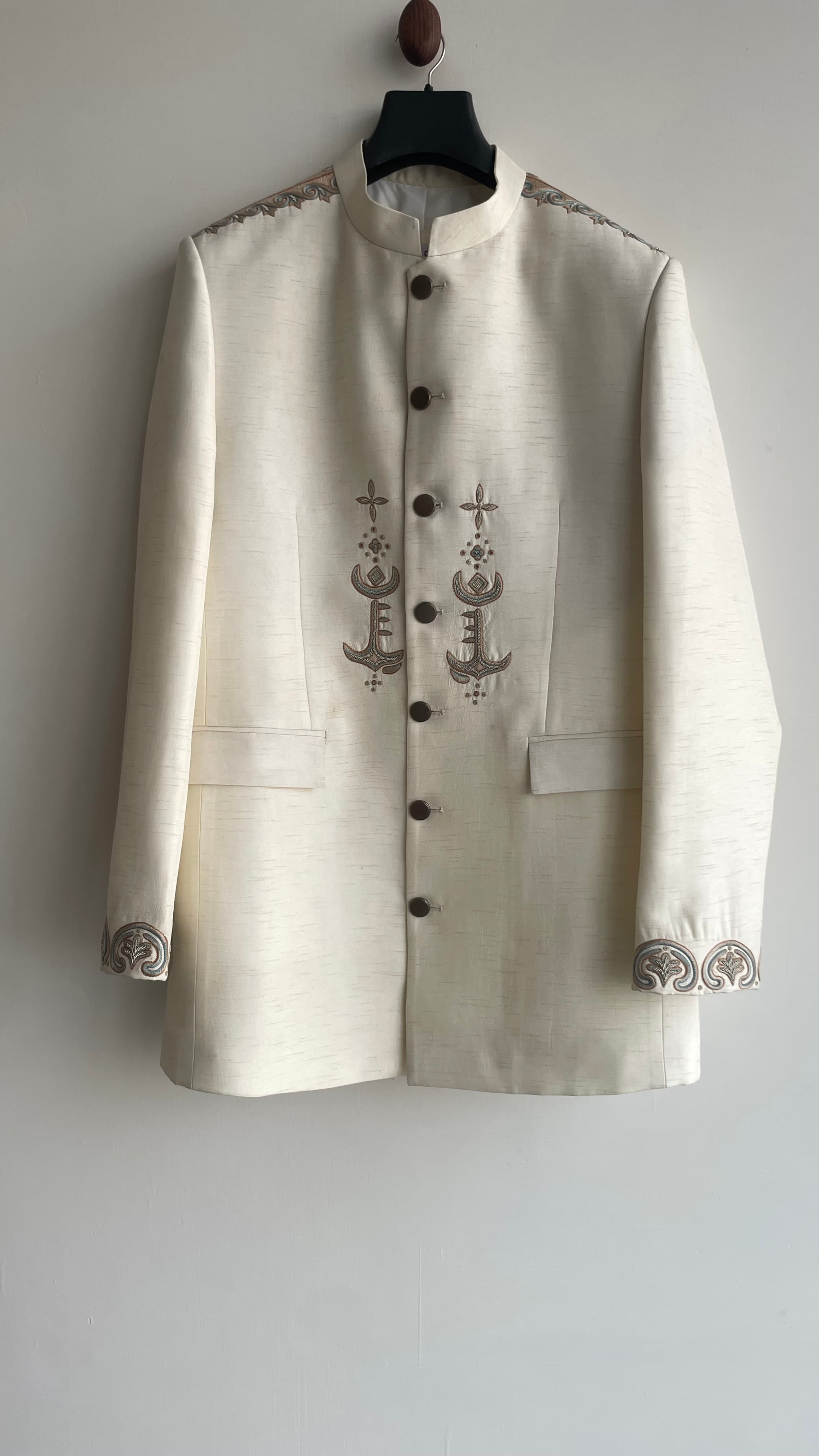 Ivory Raw Silk Sherwani